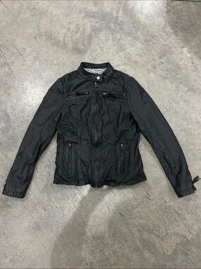 Wilsons Vintage USA Leather Black Women's Moto Zip Jacket